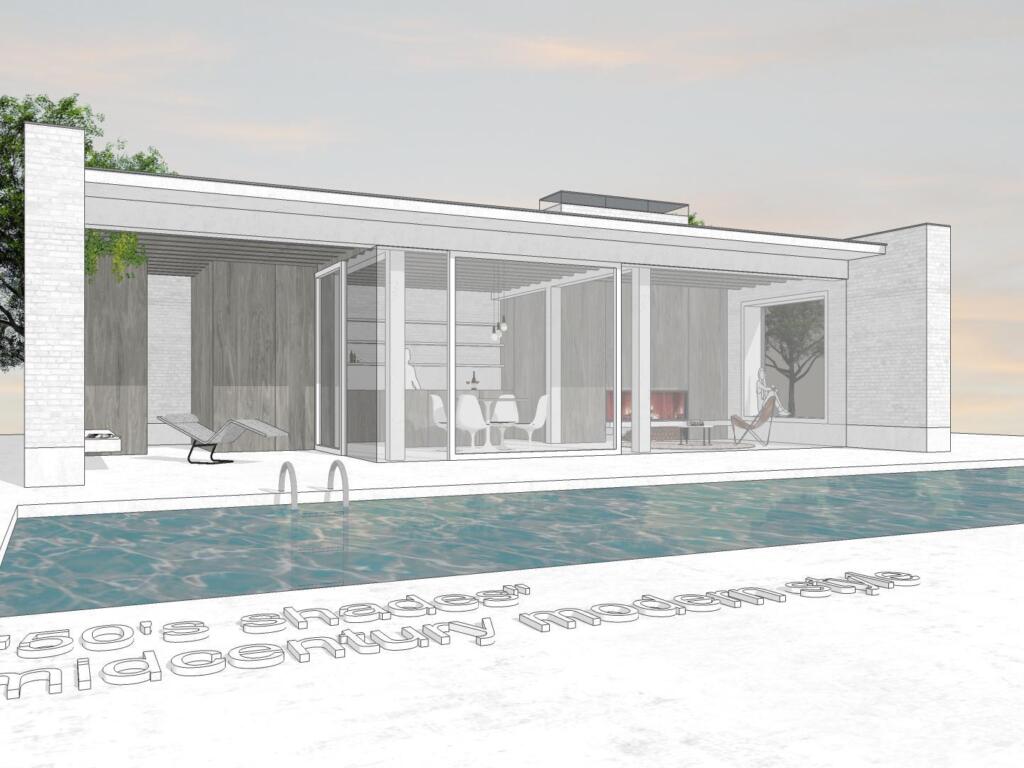 Conceptbeeld modern & luxueus poolhouse 'The Fifties', vooraanzicht